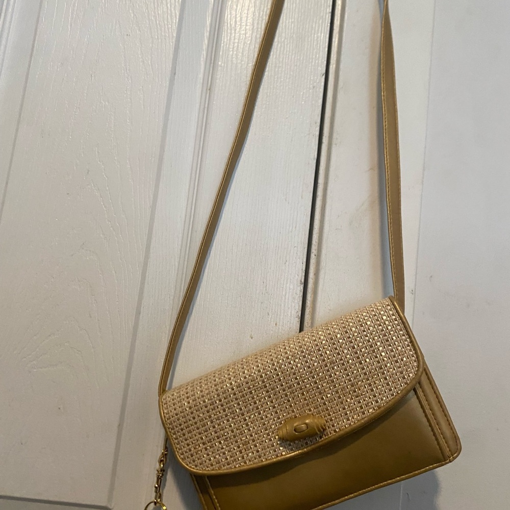 Source Unknown Gold Woven-Flap Crossbody Bag